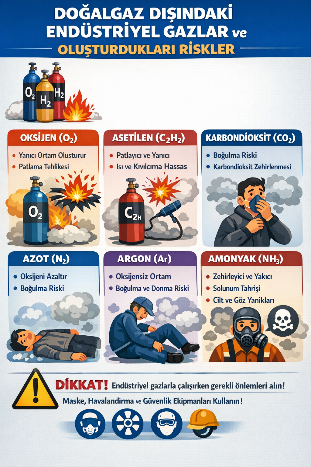 Doğalgaz Dışındaki Endüstriyel Gazlar ve Oluşturdukları Riskler